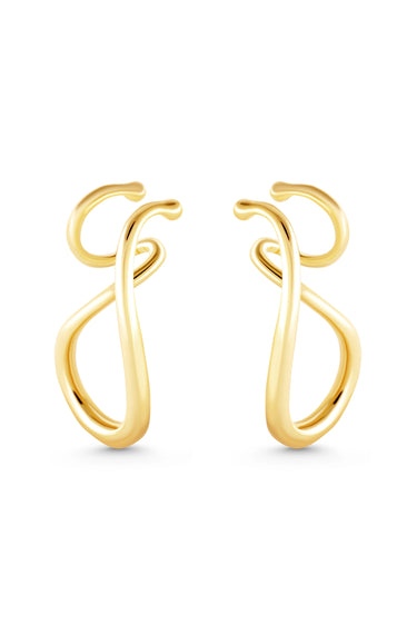 AQUIVER Ear Cuffs. Twisted lines design, no piercings required, 18K gold vermeil, handmade, hypoallergenic, water-resistant